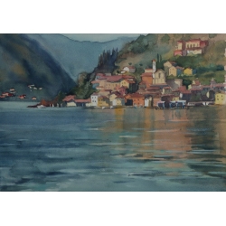 D'Iseo lake. Italy. Watercolor